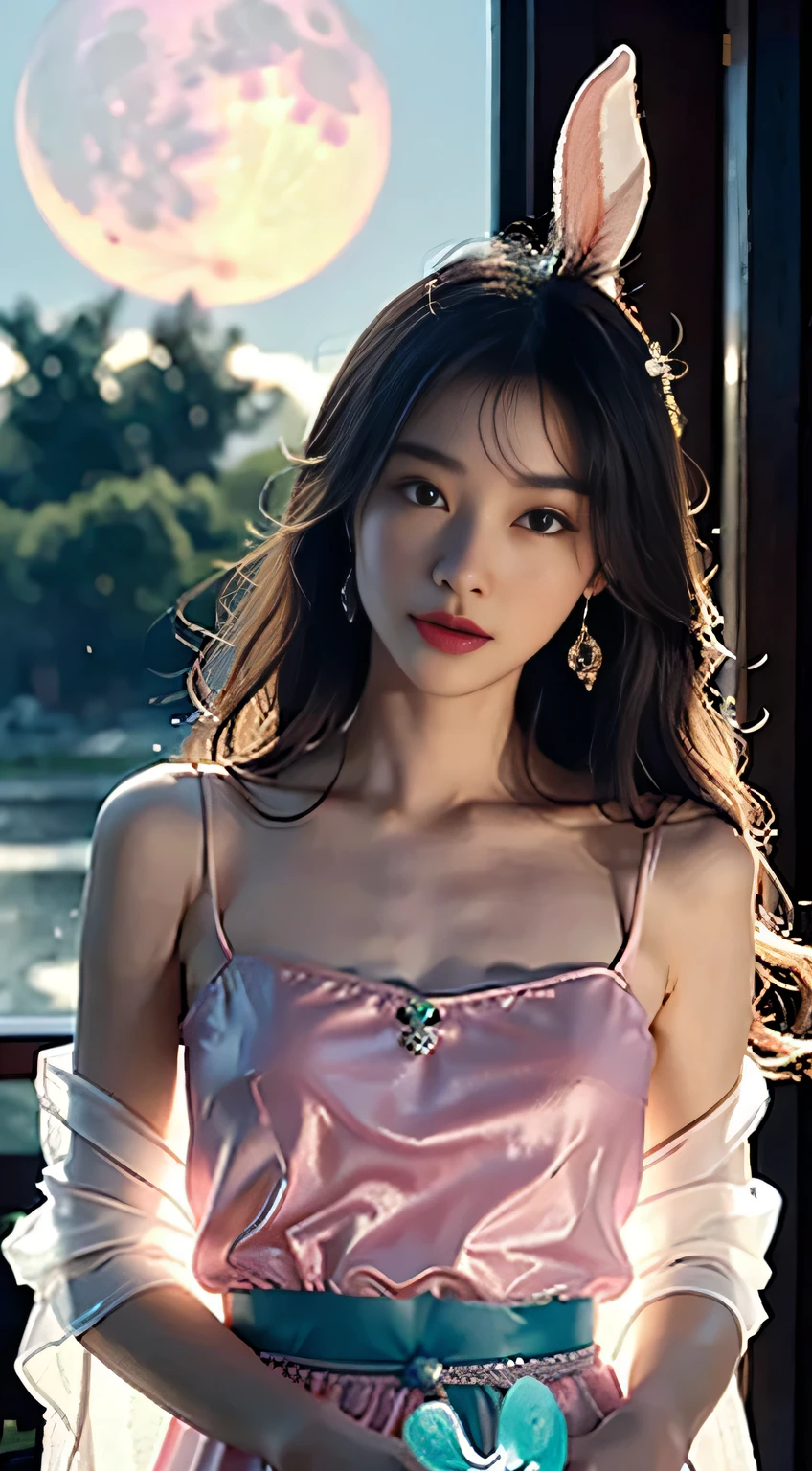  (8K, Top quality, masterpiece:1.2), (Realist, Photorealistic:1.37), Super Detail, A girl,), (Very detailed), (Beautifully detailed eyes), (Highest quality), (Very detailed ), (masterpiece), (Delicate face),20 years old, ,1 girl, ((Pink Hair,Long hair)), Medium breasts, wearing clothes, Perfect lighting, rest, (Elegant white dress:1.5), Goddess-like, (Long moving train:1.3), (Luxurious silk:1.2), (Shiny satin:1.2), (Exquisite organza:1.2), (Exquisite embroidery:1.2), (Dazzling pearls:1.2), (shiny sequins:1.1), (Off-the-shoulder corset:1.1), Romantic, (Thin waistband:1.1), (Elbow-length long gloves:1.1), (Exquisite crown:1.1), statement earrings, Pearl Necklace, (Stilettos:1.1), Transparent socks, rest, (Elegant Posture:1.2), ( Upper body to thigh:1.1), (long Pink Hair:1.2), wave, (Smile:1.1), (Crab constellation:1.3), (Mysterious night sky:1.4), (Soft lighting:1.2), (sharp contrast:1.2)
