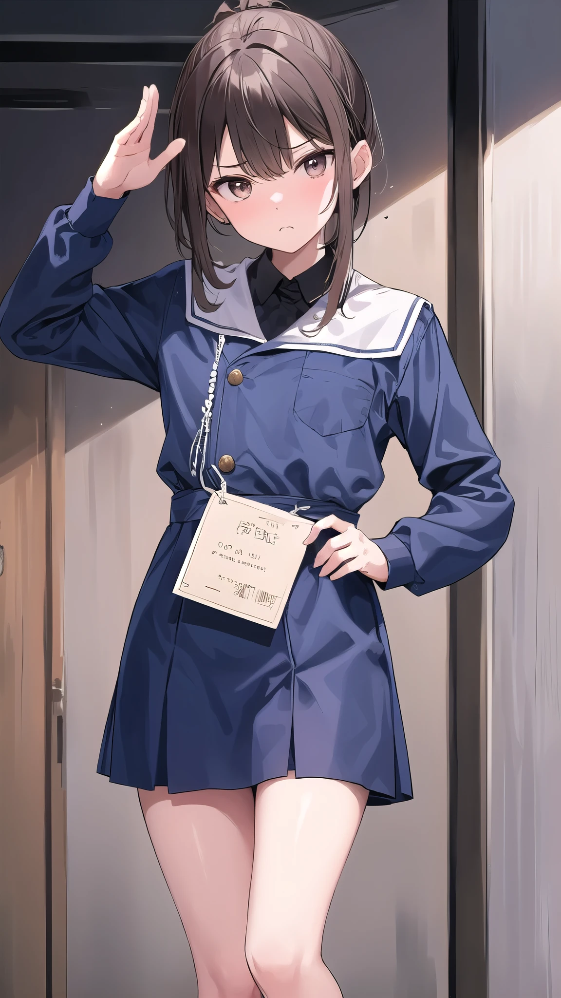 best quality, masterpiece, highres, solo, {z3_max_schultz_kantaicollection:1.15}, short_hair, brown_eyes, brown_hair, hat, sailor_hat, blush