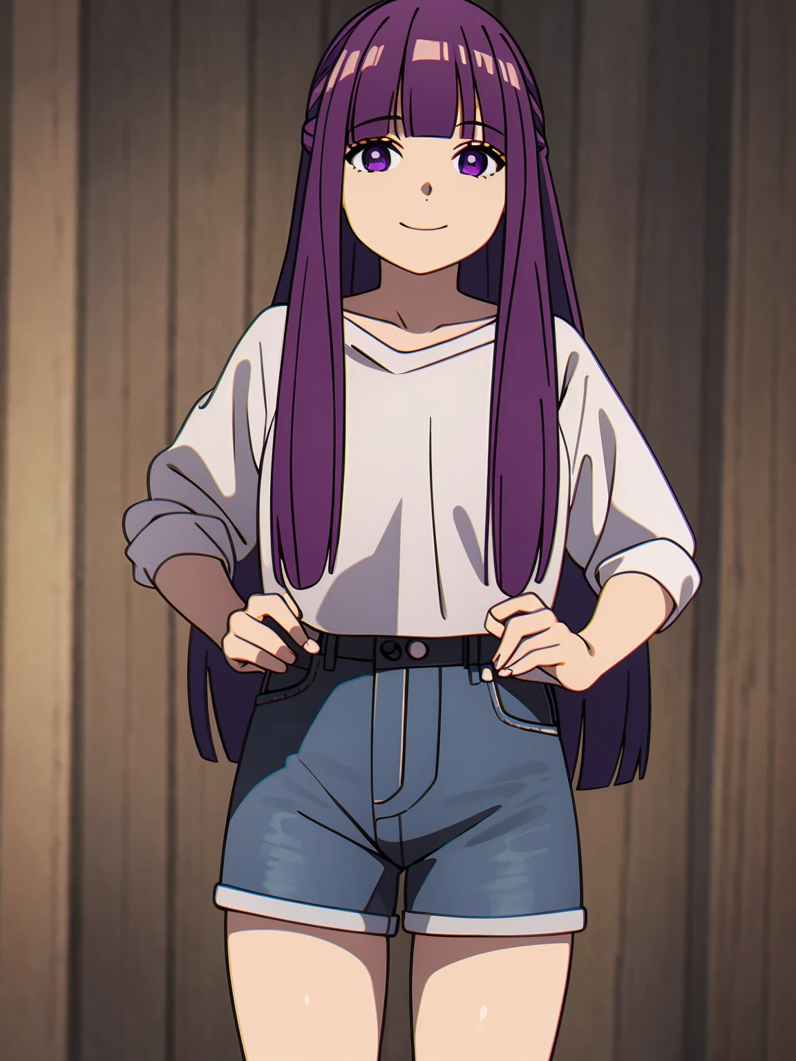Momoko Koigakubo, a tall girl with beautiful legs, is standing with a smile on her face wearing white gym clothes and light navy blue bloomers that look like panties.。