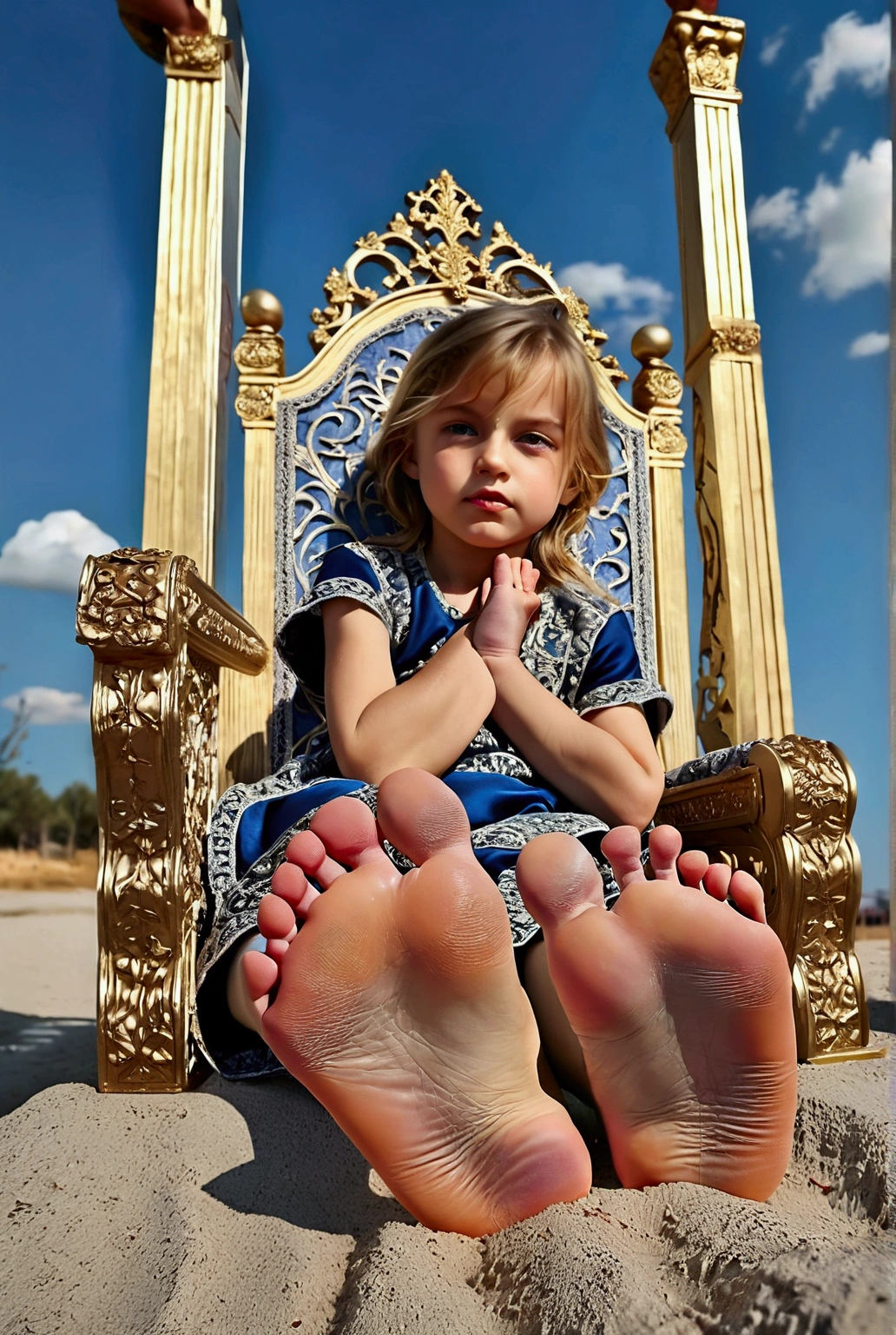 A ***** prince on a throne, beautiful detailed feet soles, highly intricate ornate throne, elaborate golden decorations, regal elegant pose, (best quality,4k,8k,highres,masterpiece:1.2),ultra-detailed,(realistic,photorealistic,photo-realistic:1.37),HDR,UHD,studio lighting,extreme detail description,professional,vivid colors,portrait,fantasy,cinematic lighting