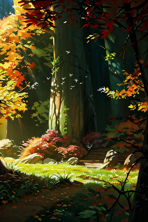 Autumn season、Dense forest scenery、Concept Art