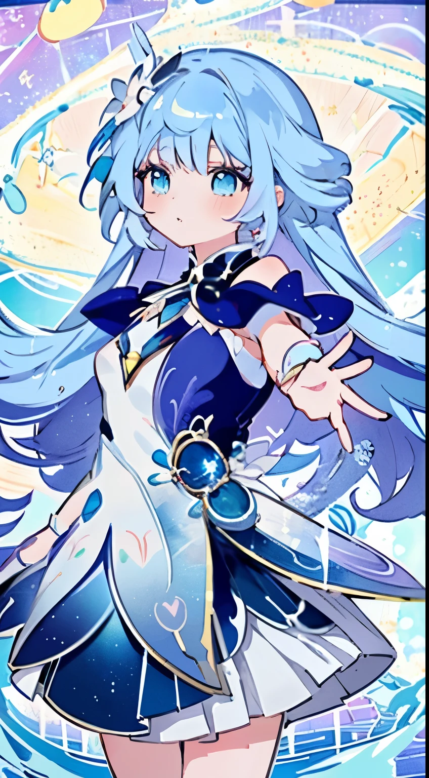 light blue Long Hair Lori Magical girl Sailor leotard beautiful girl slender Embarrassing blush