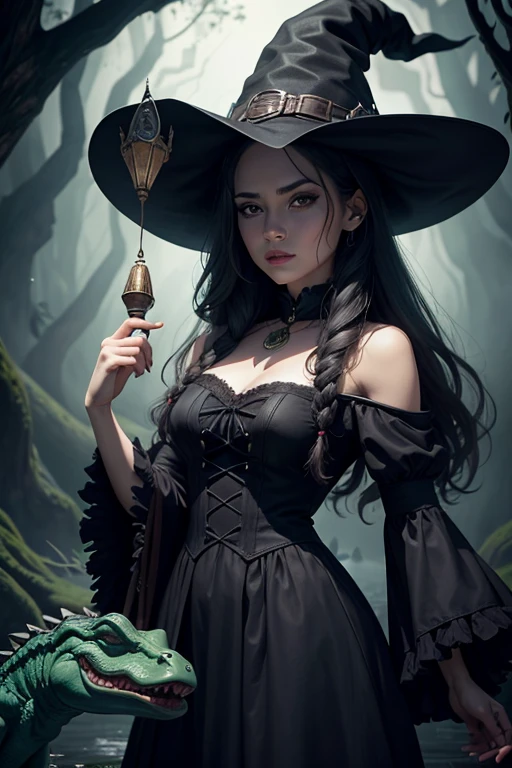 ((bruxa no jardim de rosas negras ))) stands and shows his perfect figure at full height, Dress in a magical costume of 7 round skirts in red lace, Foto colorida RAW de alto detalhe, In a Gothic Garden, copper parts, rebites, bruxa, bubbling cauldron, Slime hair black Penteado estilo de 7 saias rodadas em renda, olhar vibrante + sorriso encantadora bruxa com um toque de fantasia, dressed in a magical and mystical costume . She's in a magical setting, Surrounded bubbling potions in her glowing cauldron. Her curious gaze and delighted smile reveal her passion for witchcraft. Ao fundo, um templo de misticismo, cristais, velas, coruja, cartas, UHD skulls, 8K.