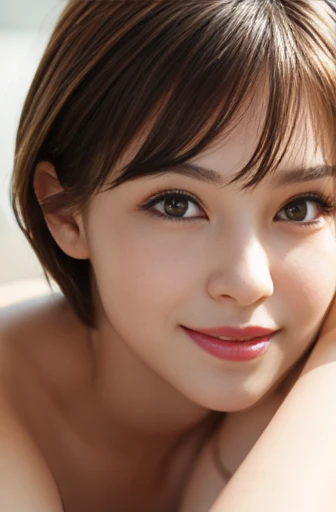 (highest quality、table top、8K、best image quality、Award-winning work)、one beautiful woman、Shining beautiful skin、Shining ultra-high definition skin、(accurate ???????:1.3)、A gentle smile looking at me、(Nude photos from the chest up:1.15)、(close up of nude face:1.25)、Standing gracefully、(Blurry pure white background:1.4)、portrait photography、(very bright and vivid:1.1)、very romantic、光を受けてShining beautiful skin、(very bright and refreshing:1.1)、(the most detailed and perfect face:1.1)、(most detailed glowing eyes:1.1)、(beautiful and moisturized skin:1.1)、(1 person:1.1)、(solo:1.1)、ultra high definition hair、Ultra High Definition Face、Ultra-high-definition eyes