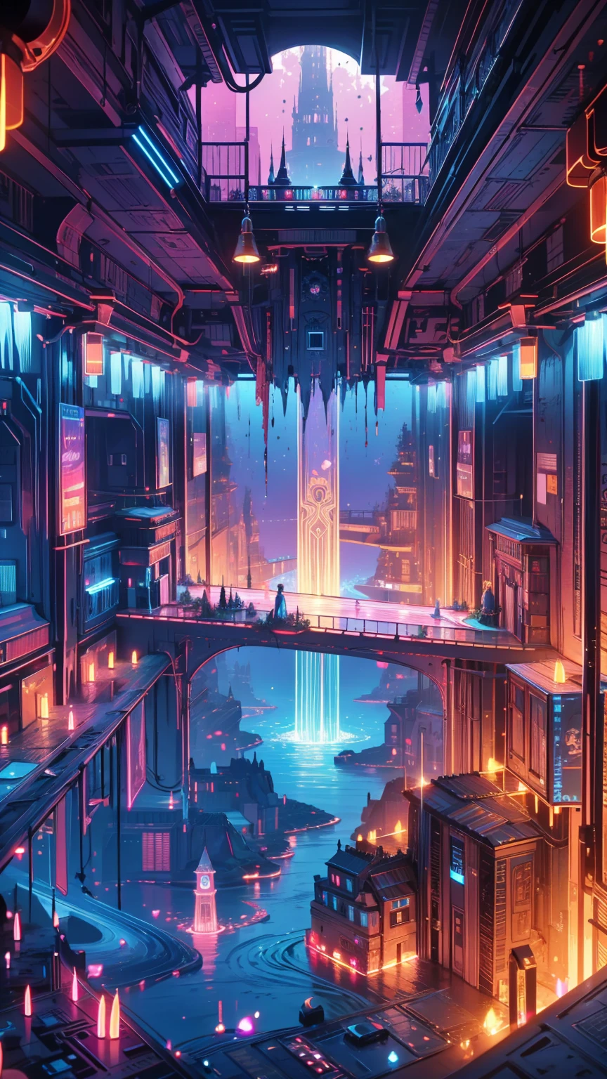 Very detailed, Photorealistic, digital painting of the fantastical world of Agartha, vast underground metropolis with towering spires, Glowing Crystal, Flowing River, and mysterious ancient structures, Intricate architectural details, Dramatic lighting, Cinematic composition, Vibrant colors, Hyper-realistic texture, A stunning depiction, Award-worthy quality