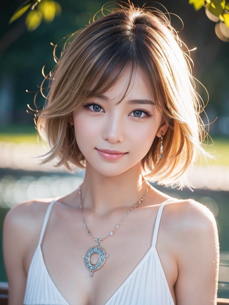 Sexy Big 、セクシーでかわいいルックスのbeautiful2人の, beautiful and sexy face、A strong wind blows my hair in front of my face、With short blonde hair、beautiful, Cute and sexy eyes hidden behind long bangs、Colorful Dresses
