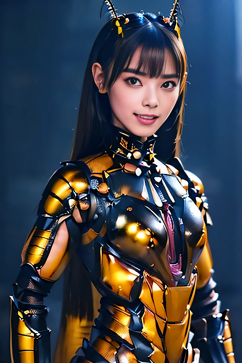 (high resolution,masterpiece,best quality,extremely detailed CG, anime, official art:1.4), realistic, photo, amazing fine details, all intricate, gloss and shiny,awesome many layers, 8k wall paper, 3d, sketch, kawaii, illustration,( solo:1.4), perfect female proportion,villainess, (fusion of dark brown cockroach and lady:1.4), (brown cockroach form lady:1.2), (brown cockroach lady:1.2), (fusion:1.2), (solo:1.4), (evil smile:1.2), muscular, abs, (cockroach brown exoskeleton bio insect suit:1.4), (cockroach brown exoskeleton bio insect armor:1.2), (brown transparency cockroach wing:1.4), (brown cockroach antennae:1.3),