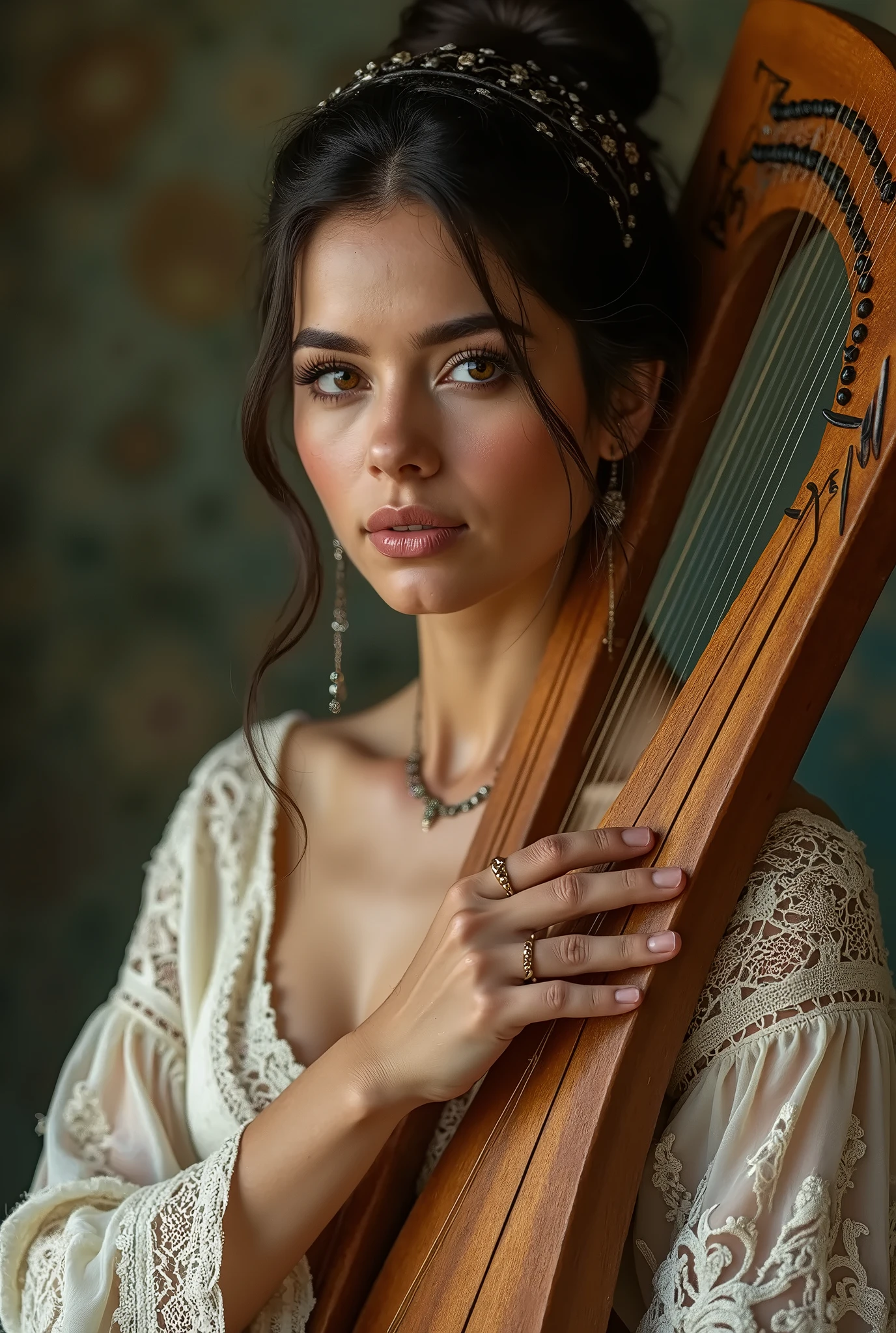 ((best quality)), ((masterpiece)), (detailed), perfect face
beautiful white woman with Bodycon lace dress happy, playing violin, realistic photography, baroque
