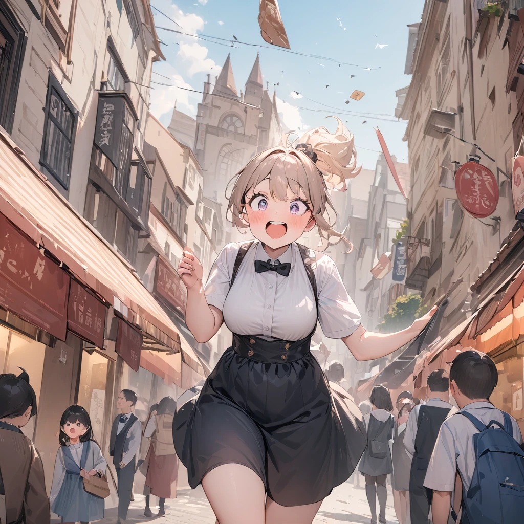 超High resolution, Attention to detail, High image quality, High resolution, 最High image quality, 4K, 8k, Awards, (Artwork)、Around town、congestion、Falling Girl、Surprised face、Rolling towards me、Shooting from the ground