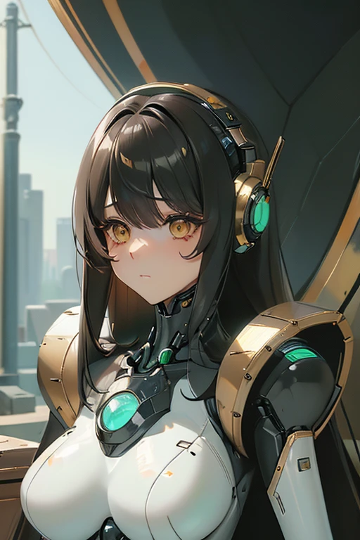 (masterpiece),(Highest quality),(Super detailed),(Best illustrations),(Best Shadow),(Absurd),(Detailed Background),(so beautiful), 16K, 8K, 4K,(Best Shadow),robotization,woman ,big bust,Robot Joint ,Metal skin,Black robot Suit,long hair,a black robot suit that covers the whole body,robot hand,cyber bodysuit,mecha head,(Detailed hands and fingers:1.2),Ball joint robot body,doll joint,beautiful face,beautiful robot girl,robotic eye,robotic hands,(no more human skin),android girl,cyborg girl,F cup, sexy body,(machine made joints:1.2),(machanical limbs:1.1),(blood vessels connected to tubes),(mechanical vertebra attaching to back),(mechanical cervial attaching to neck),Noir(NIKKE),no messy picture style,no emotions