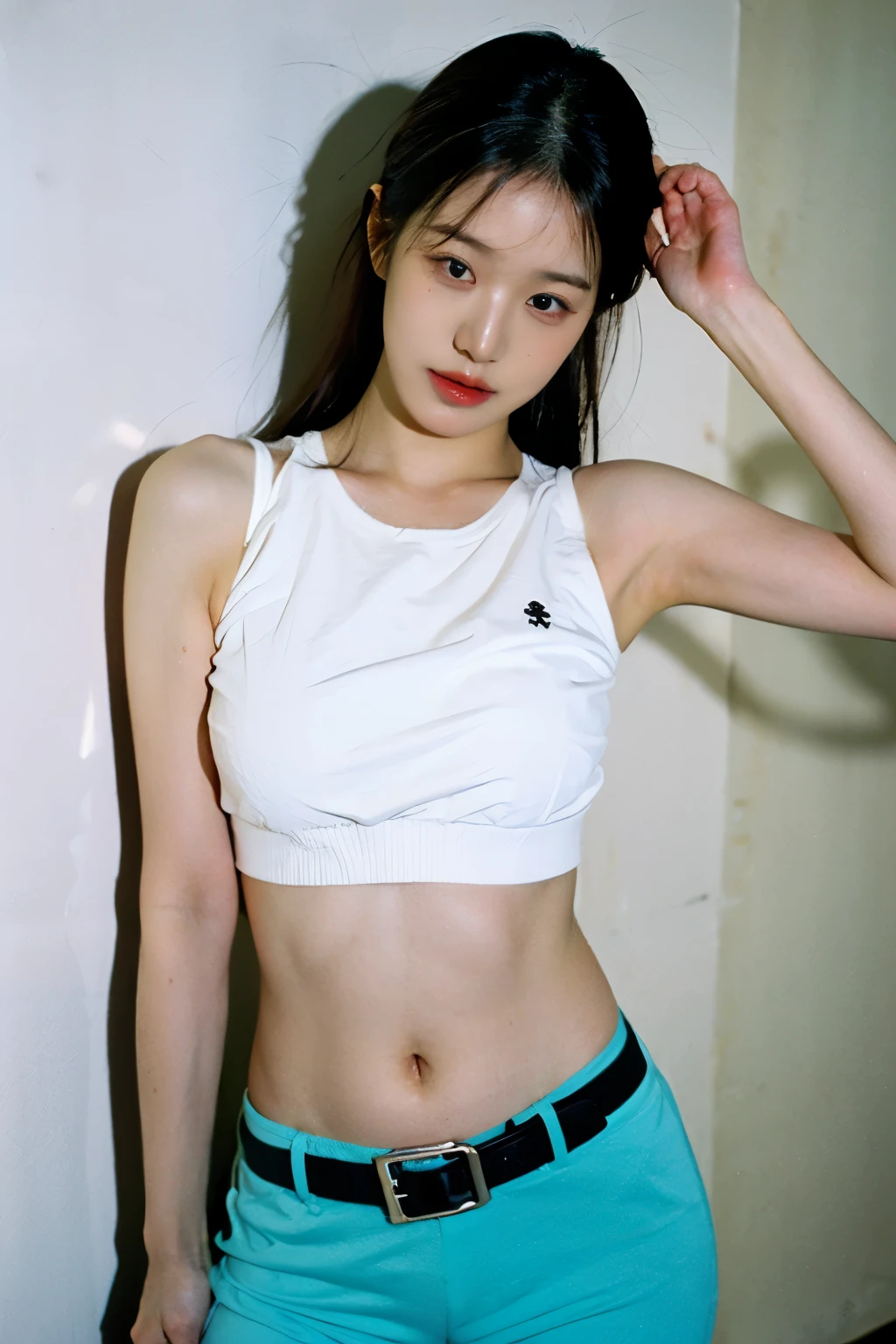 (beautiful korean female idol:1.25), (58 inch breasts size), (fleshy juicy body:1.5), (thick arms:1.5), (holding racket - playing tennis), armpit visible, wearing multicoloured micro sport bra, tennis sneakers, sweating profusely, action-do sports on the tennis court, fullbody shot, bokeh background, professional photograph, award-winning portrait, masterpiece, 8K UHD, high detail full-body view, symmetrical, Nikon D850, 85mm lens, f/1.8, depth of field, full body shot,