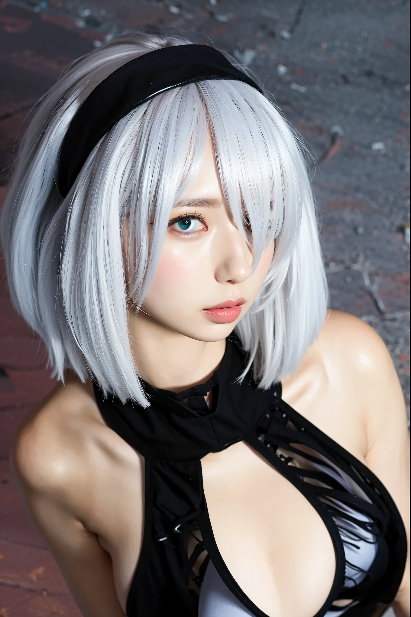 Silver Hair、short、Big Breasts、Black Bikini、Female doctor、