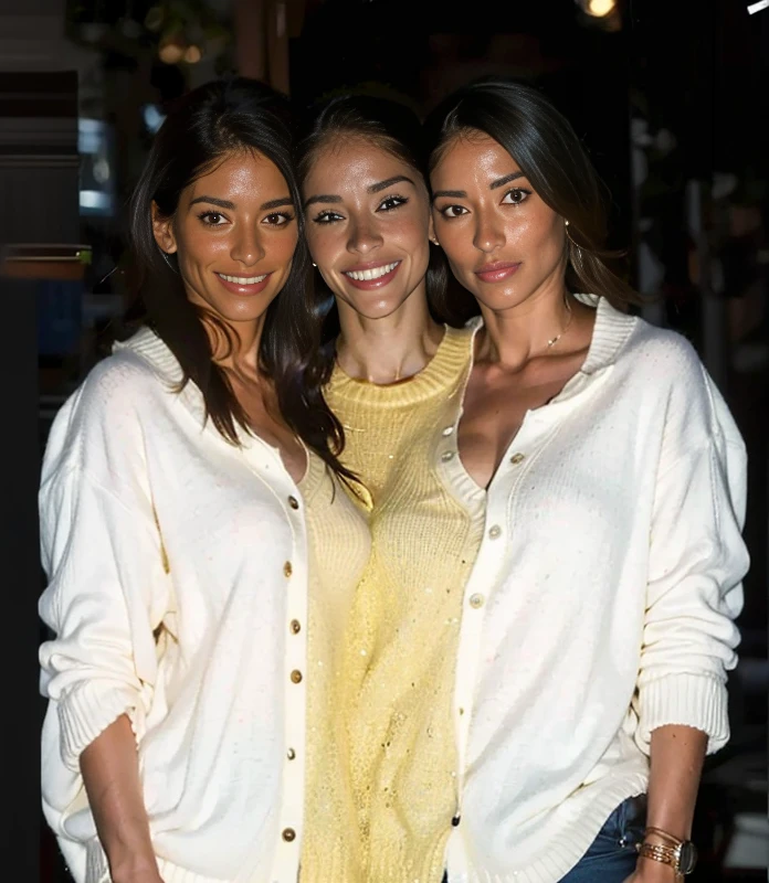Long Dark brown hair colour. Hazel green eye colour. Equal face features. Subtle cheek dimples. Skin tone is tanned. Age 30 years old. Full body image. happy, fun expression. dressed in smart clothes. One person in the image only. Beach location. Restaurant.