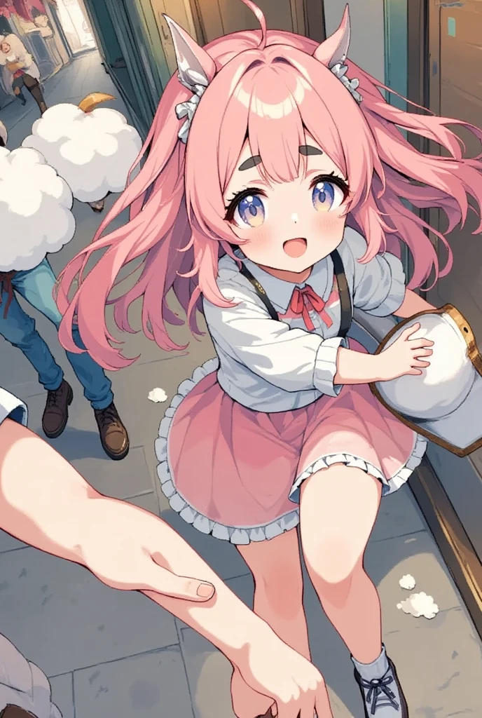 The subject is a boy in the first grade of elementary school. Very young and cute Very young body type Pink Hair Having his penis sucked by multiple women