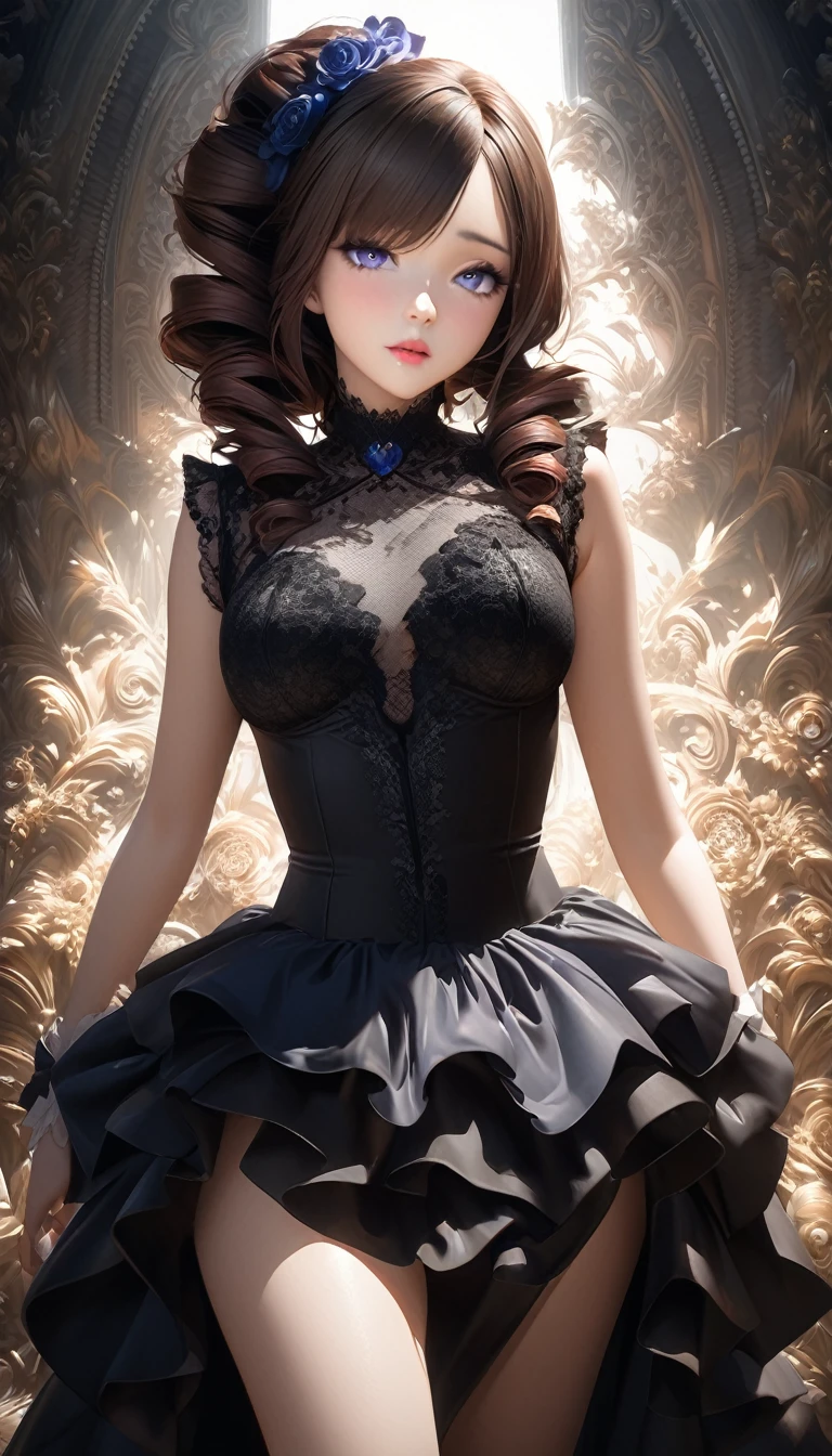 Strobe lighting creates dramatic shadows, highlights, and images with a sense of depth and three-dimensionality, 1 female, baroque