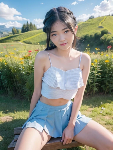 (8k, RAW photos, highest quality, masterpiece: 1.7), (Realistic, Photorealistic: 1.9), tent, 18 year old, stockings, sweaty face, (surprised face), (blushing, shy), undress,