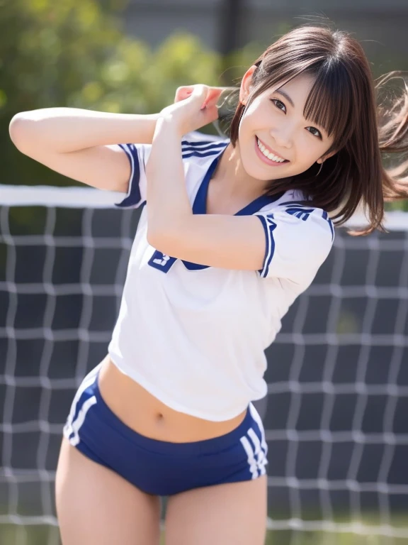 Japanese girl，athlete，Sportswear，Sitting with legs apart、smile