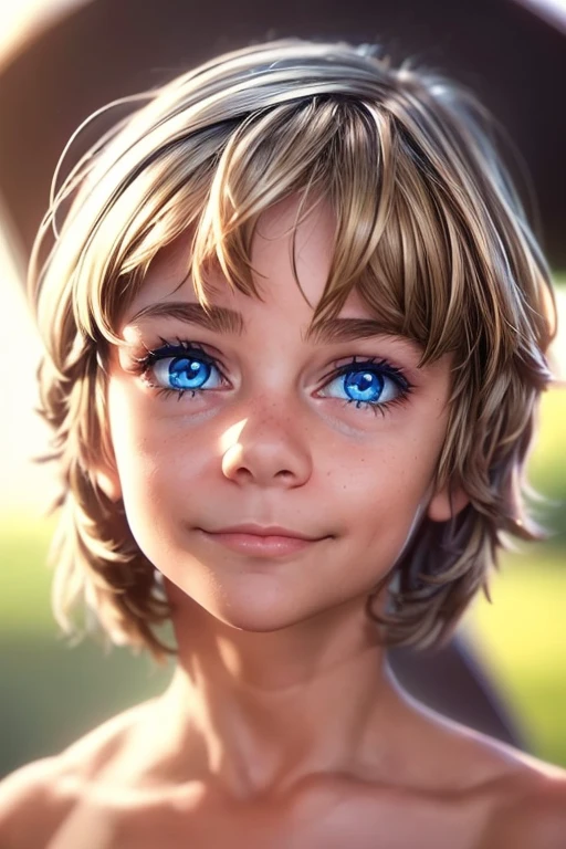 1 woman，5 years，whole body，small ，One, (Background with：City Park，Bright Park, ）, Dynamic angle, Ultra detailed, illustration, Close-up, STRAIGHT, Only 1 girl, She has blonde hair，（（chedevr），（очень подробные обои CG Unity 8k），Best quality，cinematic lighting，detailed background，beautiful detailed eyes，bright students，Blue eyes，(((Focus on face))),（Very good and beautiful），（Beautiful and detailed description of the eyes），ultra - detailed，chedevr，）），a high resolution，ultra - detailed），flushed complexion，smile，Desire for dissatisfaction，elementary school student，（Tedious：completely naked）(casual, carefree exhibitionism, beauty, cheerful, Beautiful, slender body, ) , [[gentle fingers and hands:0.55]::0.85],(detail fingers)))