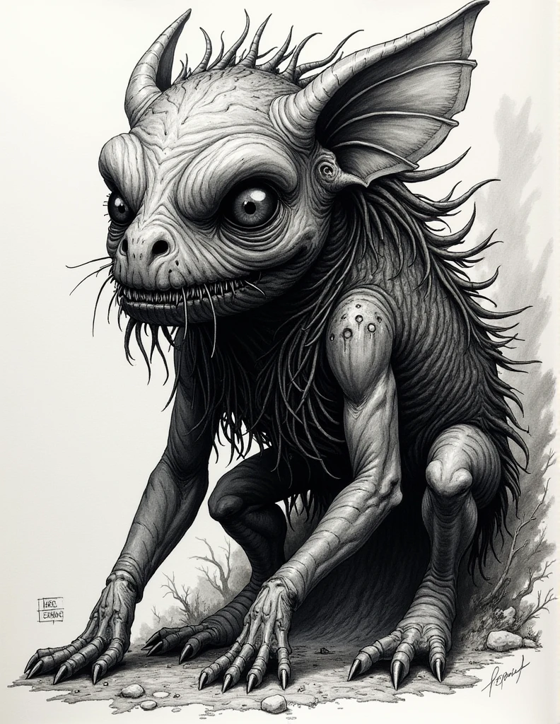 shadow monster, tim burton movie, ink lineart     <lyco:darkfairytales:1>