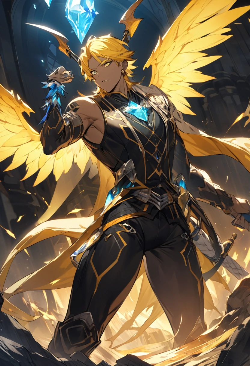 Appearance: In his Arrankar form, Ban retains his general appearance, but with some notable differences. His skin becomes paler and his eyes take on a bright yellow hue. He wears a dark outfit consisting of a sleeveless vest and tight pants. His wings and swords are black in color, and his wings can extend or contract at will. He also carries with him a small crystal container that contains some of the essence of his resurrection, 8k high definition