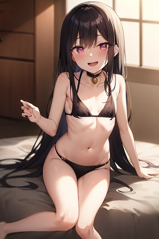 ((Best Quality)), ((masterpiece)), (be familiar with), Perfect Face, indoor, bedroom, Watching the audience,
One woman, Kitagawa Marin,
Open Mouth, Ecstatic expression, blush, smile,
Small breasts, Flat Chest, , , child, Girl,
Long Hair, Long Hair,
Leg spread,