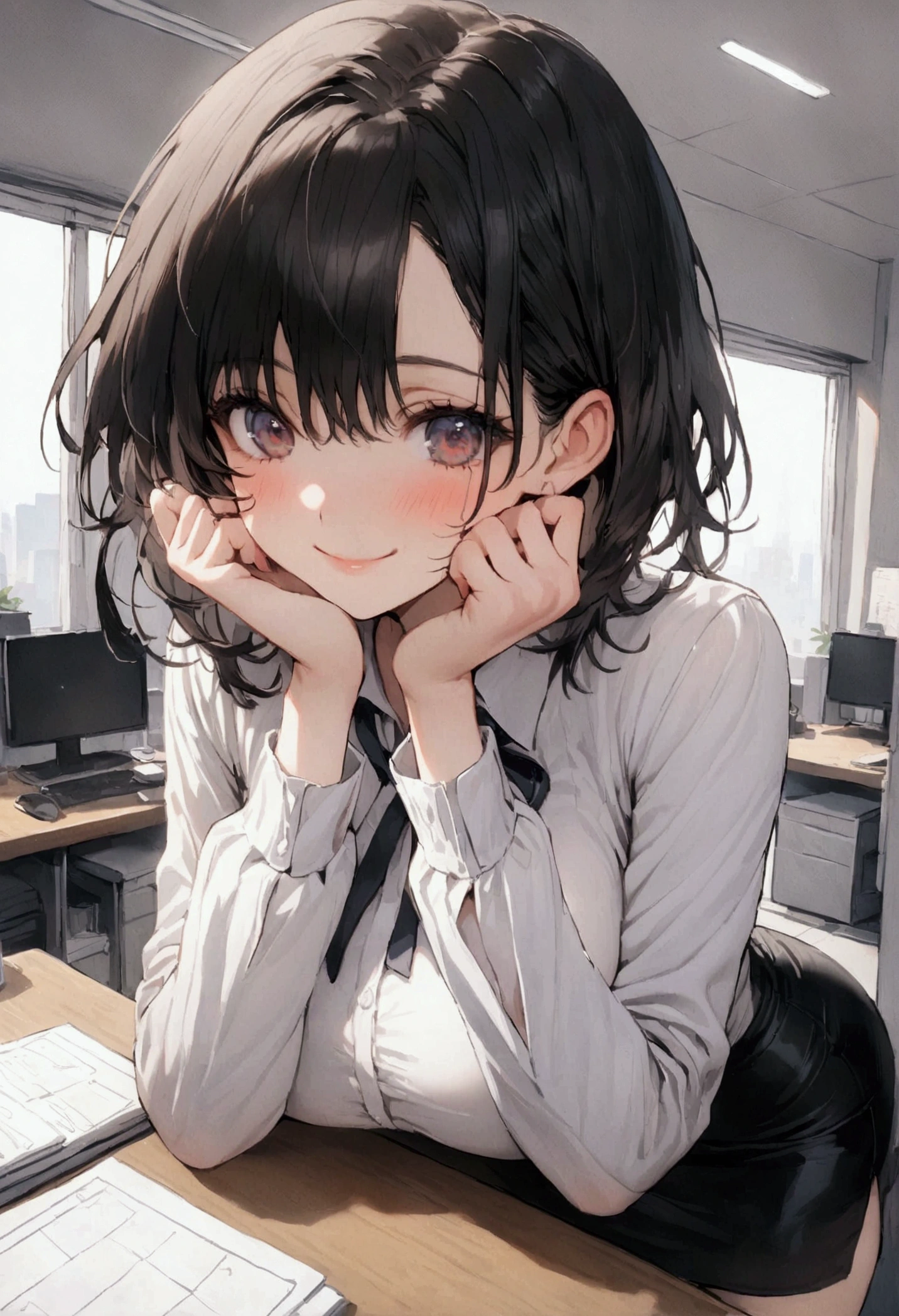 1girl, constricted pupils, clenched teeth, a woman showing angry, ponytail, black eyes, dark brown hair, gradient hair, portrait, solo, Adult woman, best perfect anatomy, thin, ray of light through hair, medium breasts, curvy body, close up shot on person, close up shot on person, a woman showing his hand, mature woman standing poses, wear a surgical mask, kitten cat ear headband, white Long-sleeved format shirt, black tie, format black vest, white format gloves, black trousers, dynamic angle. perfect dynamic composition, foreshortening, dramatic shading, night days, volumetric lighting, backlighting, light rays, hotel room background,
