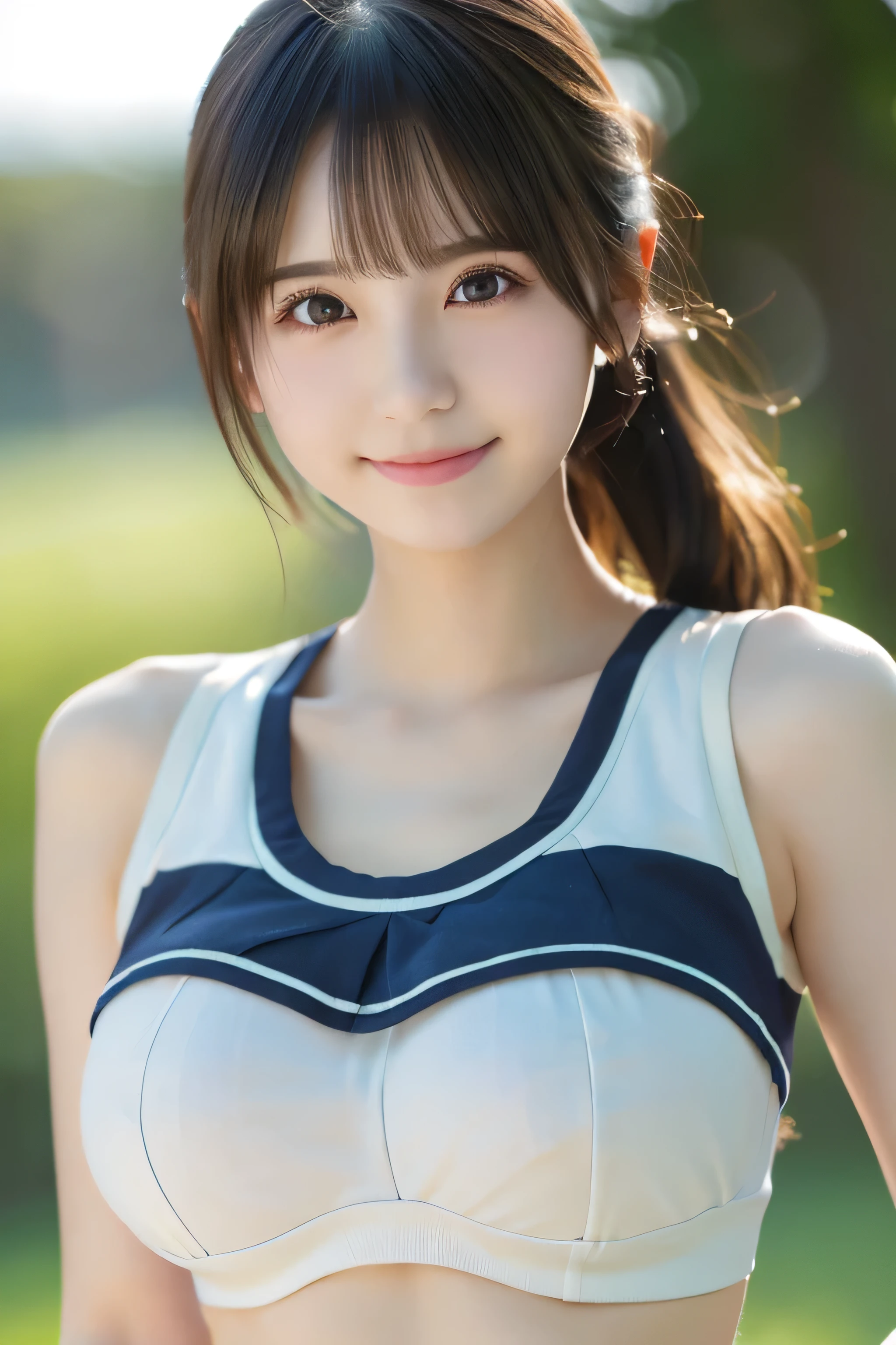 A close up of a woman in a white and blue top - SeaArt AI