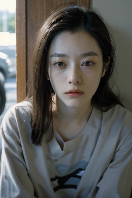 One Girl, Alone, Androgynous, boyish、Droopy eyes、Fatigue、Sleepy face、Beauty、Japanese women, Long Hair, Accurate, Anatomically correct, Big Breasts, 