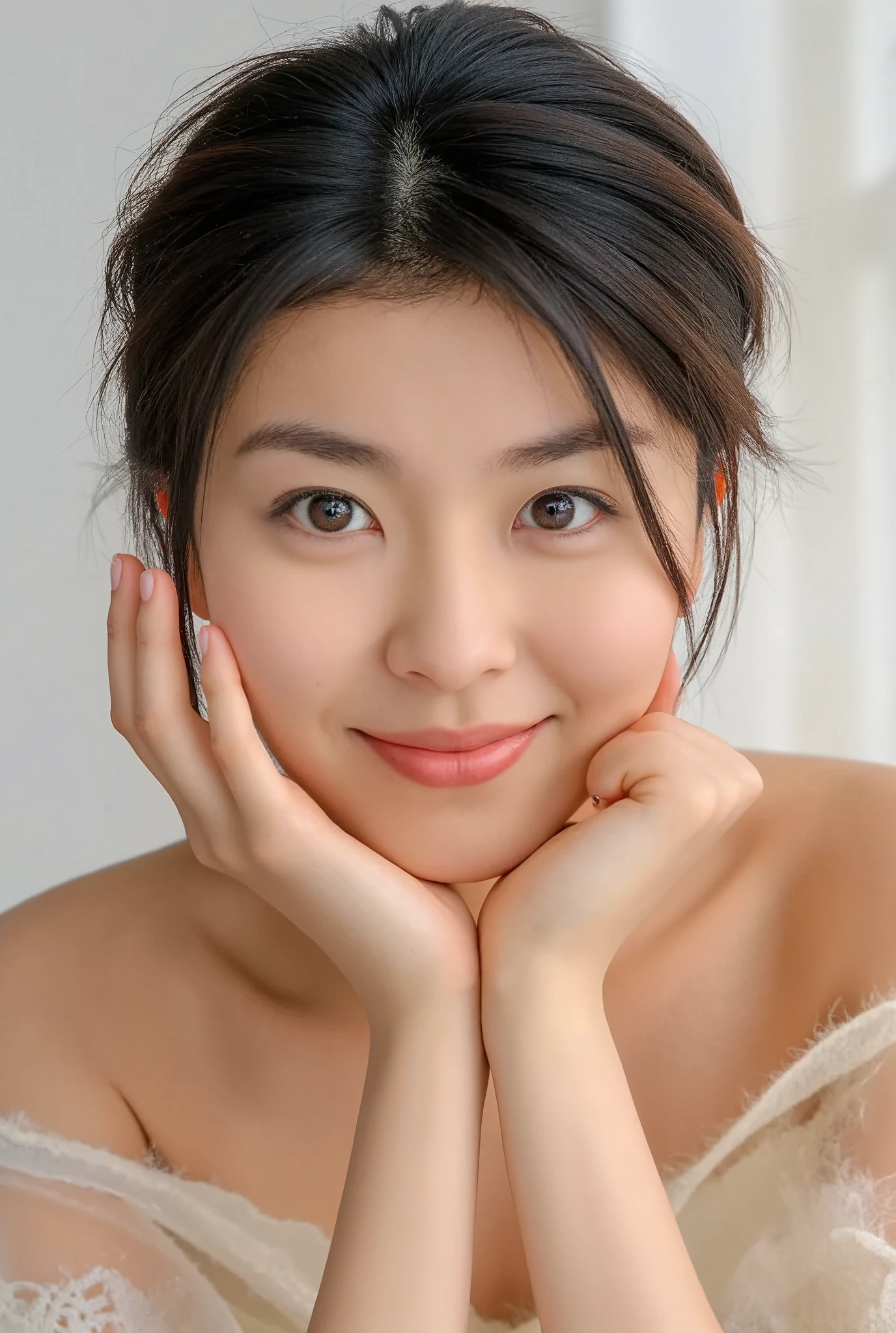 かわいいJapanese womenの写真, ((smile:1.78)), 20 years old, (photo Realistic:1.4), (hyper Realistic:1.4), (Realistic:1.3), (Smoother lighting:1.05), (Improving the quality of cinema lighting:0.9), 32K, 1 person,20 years oldの, Realistic lighting, Backlight, The light is on your face, Ray Tracing, (Bright light:1.2), (Improved quality:1.4), (Highest quality Realistic textured skin:1.4), fine grain, Detailed face,(smile:0), (Enhance facial close-ups:1.3), (Improves skin texture:1.1),((Highly accurate anatomy:1.0)), (Improves skin texture:1.1), clean, Glowing Skin, mesh, thin:1.2, (Realistic:1.3), Realisticなライティング, (Smoother lighting:1.05), 32K, Japanese women, fine grain, Detailed face, (Film Grain:1.1),(Accentuate your body lines:1.1), High resolution, Natural look, Kind eyes, Improves hair quality, Subtle light and dark, Transparent muscles, Graceful pose, Beautiful Eyes, Sharp details, Soft light reflection, Beautiful contours, Delicate skin tones, Thin hair type,かわいいJapanese womenの写真,