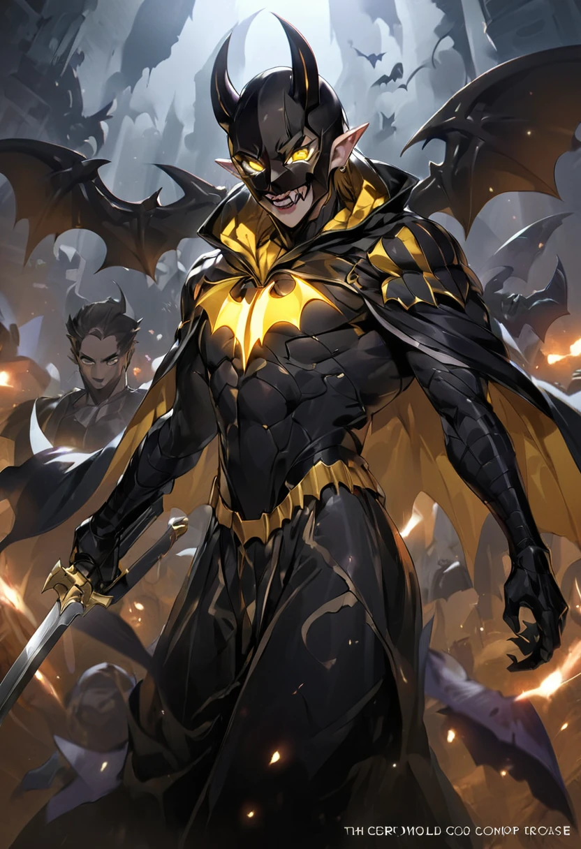 Appearance: Since Batman is known for his iconic costume and appearance, his adaptation for the Bleach universe would have some similarities. He would wear a full black armor, with a black cape that resembles bat wings. His eyes would be glowing yellow, similar to the eyes of a bat. He would also wear a black mask with pointy ears, to maintain his characteristic appearance. His Zanpakutou would be a long, thin sword, with a sharp black blade, 8k high definition