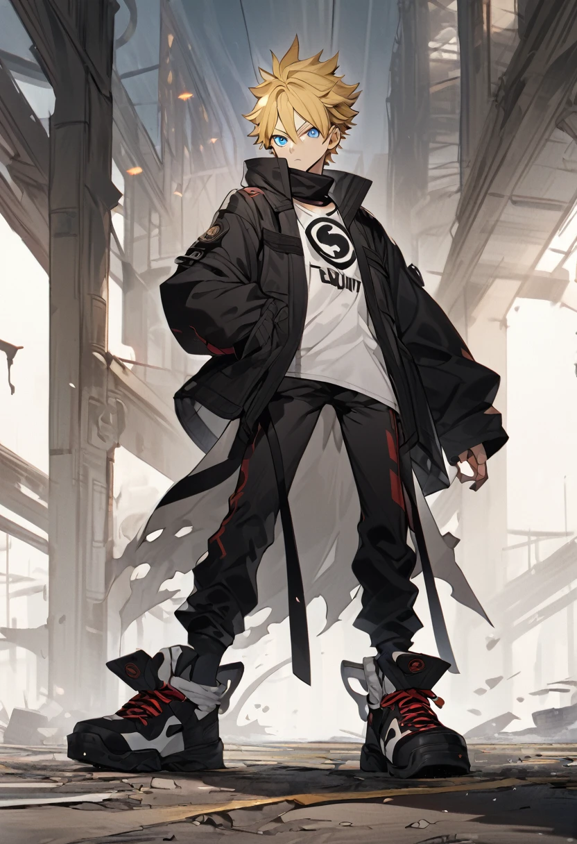 Appearance: Boro has spiky blond hair, similar to Boruto, and light blue eyes. He wears a black jacket with a white shirt underneath, black pants, and combat shoes. He also wears a bandana with the Uzumaki family symbol around his neck, 8k high definition