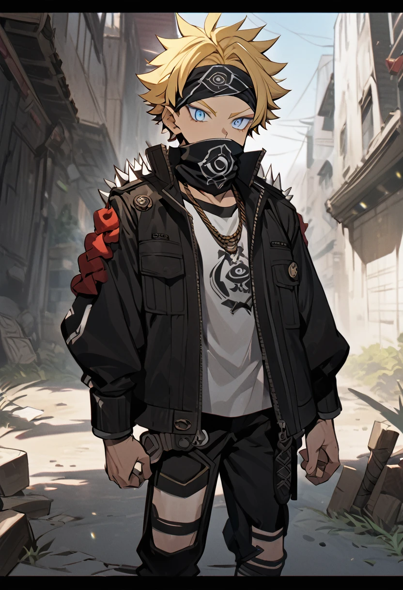 Appearance: Boro has spiky blond hair, similar to Boruto, and light blue eyes. He wears a black jacket with a white shirt underneath, black pants, and combat shoes. He also wears a bandana with the Uzumaki family symbol around his neck, 8k high definition