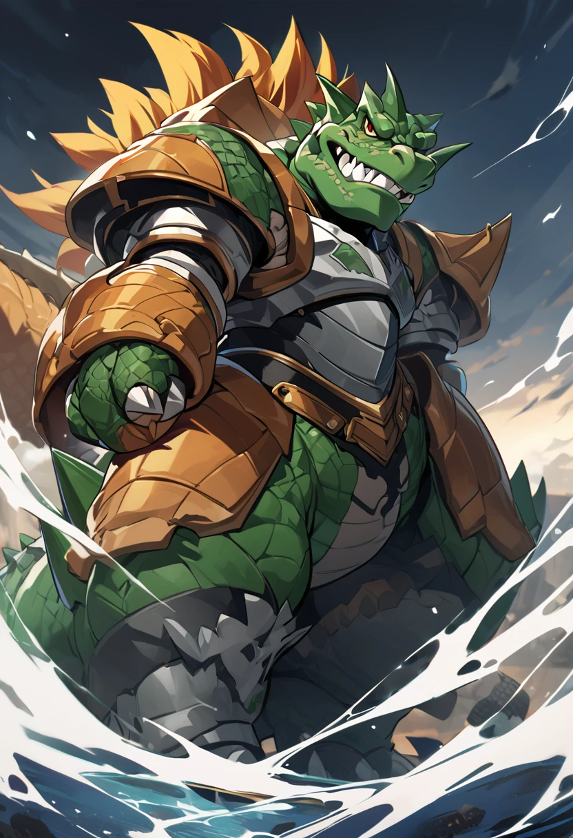 Appearance: Bowser would be adapted to the style of the Bleach universe, keeping his lizard appearance, but with a darker and more serious look. He would have heavy armor that reflected his physical resistance, high definition 8k