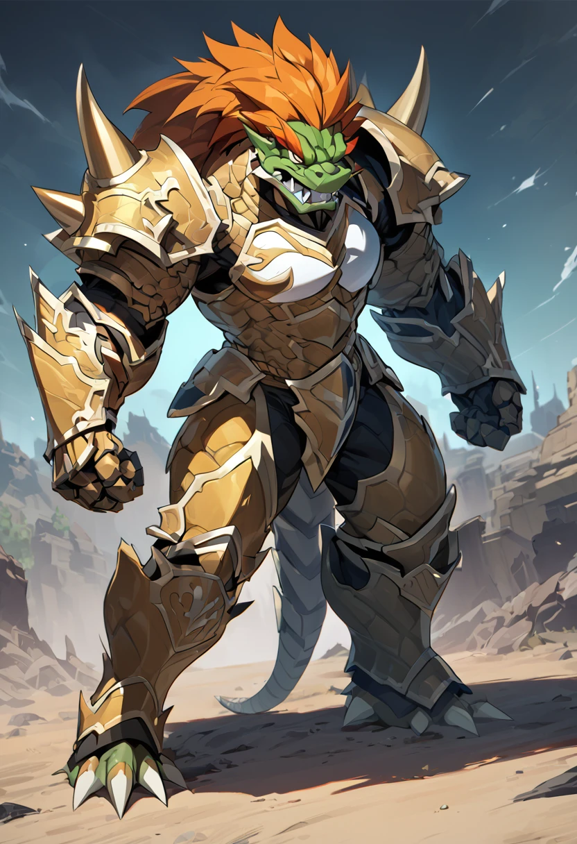 Appearance: Bowser would be adapted to the style of the Bleach universe, keeping his lizard appearance, but with a darker and more serious look. He would have heavy armor that reflected his physical resistance, high definition 8k