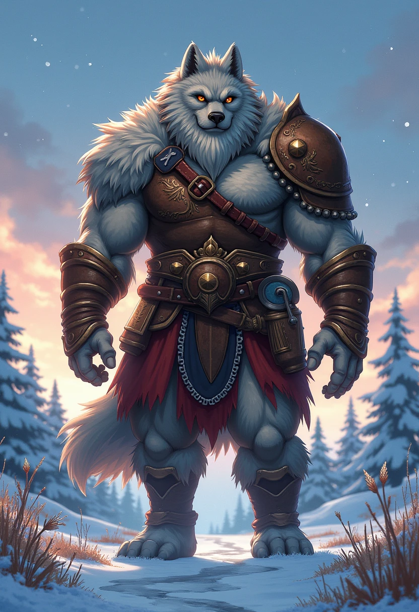 pixel style, barbarian, a muscular middle-aged wolf man, full body in Michelangelo Buonarroti style, digital illustration anime, character focus, full body, looking away, dynamic angle, BREAK brief, breast plate, helmet, dynamic pose, detailed painting landscape, evening, snow field, path, outdoor, BREAK complete anatomy, perfect proportions, beautiful thigh gap, fluffy body, intricate fur details, beautiful fur texture, BREAK detailed wolf 1tail, detailed toe, 5toes, 5toes nails, beautiful foot, detailed hands, 5fingers, 5fingers nails, BREAK aesthetic anime face, insanity detailed face, male face, big face, square jawline, aesthetic anime eyes, detailed brown eyes, detailed brown cornea, detailed dark brown irises, detailed pupils, male eyes, big eyes, male eyebrows, innocent look, beautiful beard, BREAK masterpiece, official art, best quality, very aesthetic, absurdres, super fine illustration, great quality, BREAK noise reduction, very highres, large filesize, high quality, 32K, 8k wallpaper, dynamic lighting, insanity detailed, ultra detailed, intricate details, extremely detailed, detailed texture, an extremely delicate and beautiful, full color, HDR, BREAK e621 uncut tag, Fur Affinity illustration, osukemo, kemohomo, anthropomorphic, furry, cartoon, harmonious, pastoral, virtuous, epic atmosphere