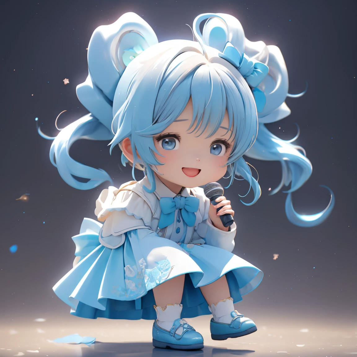 photoRealstic、Doll standing in front of the painting、swim wears、laugh face、Water droplets on the cheeks、Take an outstretched pose、Sengai、pixiv、rokoko、dollfie dream、watercolor Nendoroid、(High Definition Figure)、Flowing iridescent silk、nendroid、up of face、There are also flowers in front of the nendroids、Morning glory petals、season!!: 夏☀ 🍂 朝顔