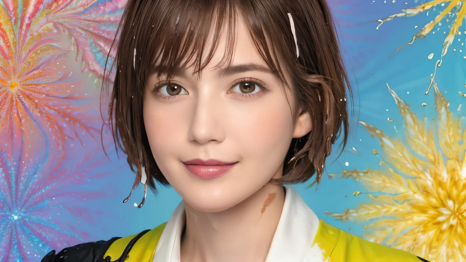 (kimono),random pose,、(highest quality,masterpiece:1.3,超A high resolution,),(Super detailed,caustics),(Photoreal:1.4,RAW shooting,)ultra-realistic capture,very detailed,High resolution 16K human skin close-up、 natural skin texture、Skin tone looks even and healthy、 Use natural light and color,1 girl,Japanese,28 years old,cute,black haired,middle hair,,smile,,(written boundary depth、chromatic aberration、wide range of lighting、natural shading,freckles,mole under left eye,look at the camera,turn your body forward
