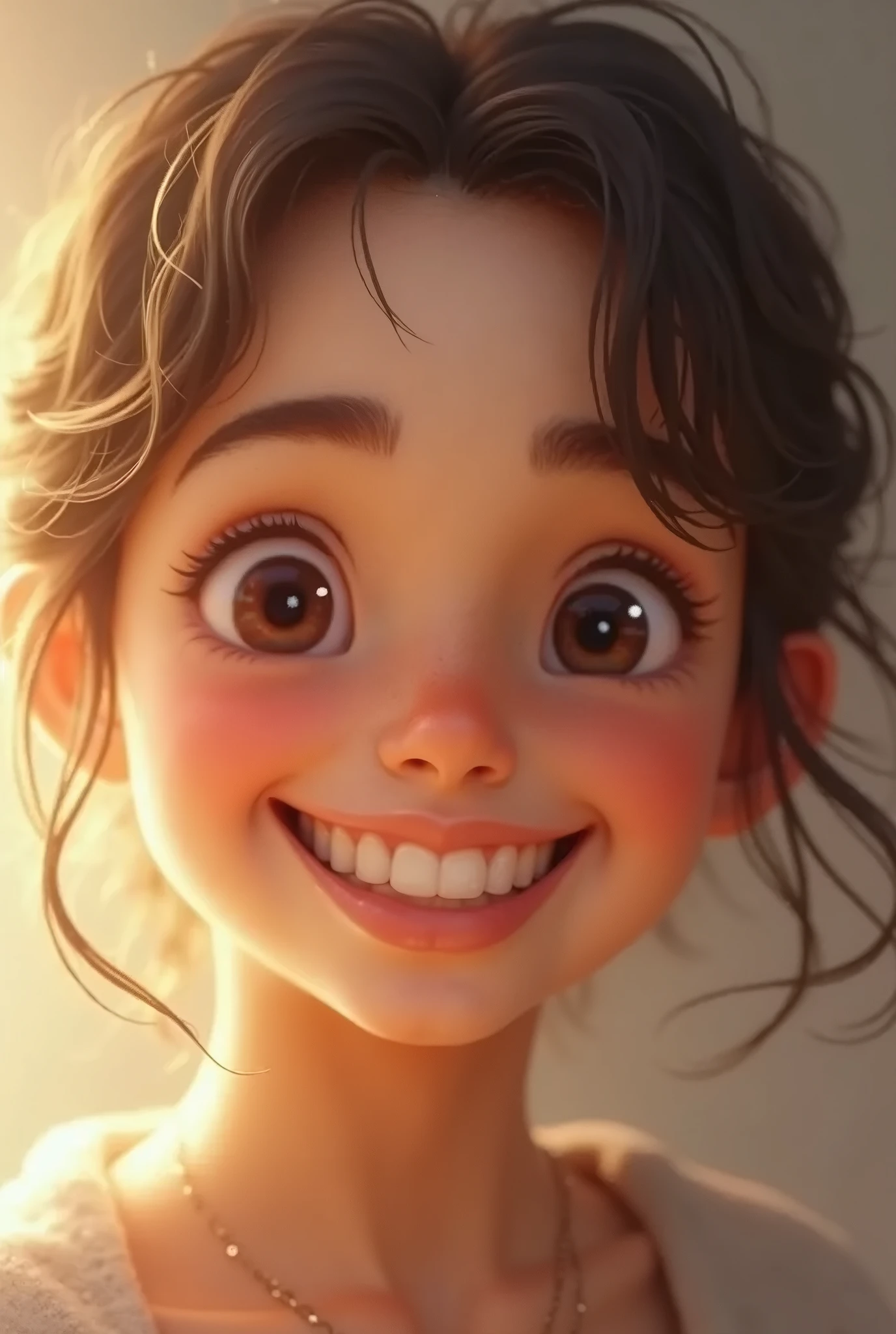 A close up of a young girl with a smile on her face - SeaArt AI