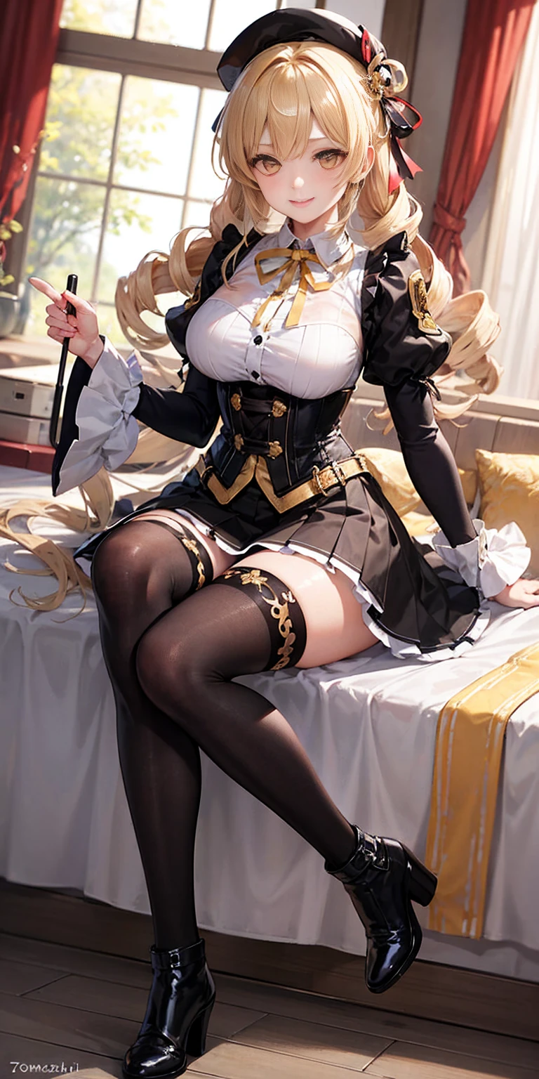 ​masterpiece, top-quality, Hi-Res, (((((((Evil Fall))))))), (((((Leotard))))), (Hollow eyes), (((Colossal tits))), (((neck tie))), Ram, ((Enamel material)), ((Glossy material)), 1girl in, 独奏, (((Standing picture))),Ram(Re:Life in another world starting from scratch), A pink-haired, white thighhig, (((short-hair))), red eyes, Hair above one eye, ((frilld)),  ((garter strap))