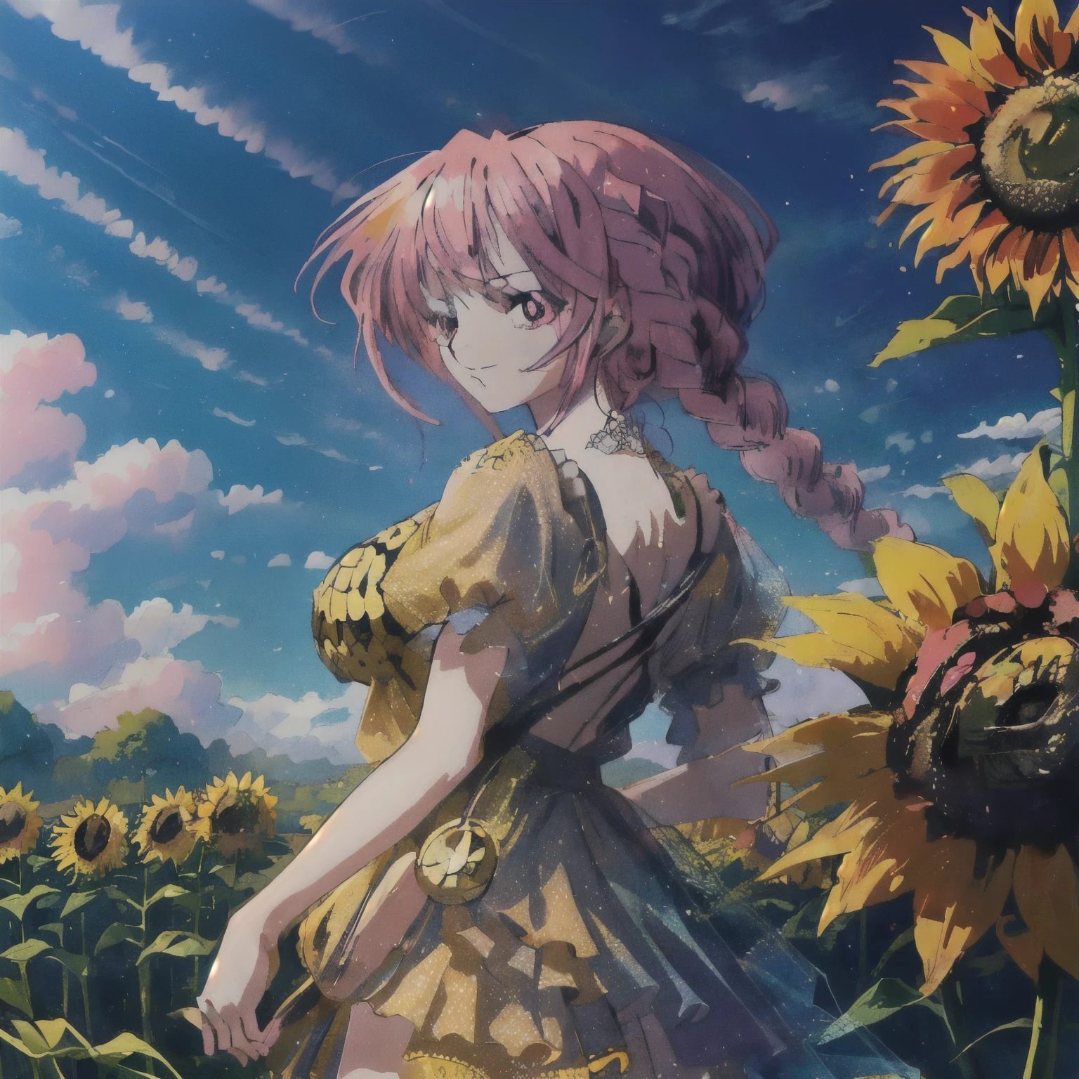 anime girl with pink hair and sunflowers in a field, beautiful sunflower anime girl, anime style 4 k, beautiful anime artwork, detailed digital anime art, clean detailed anime art, beautiful anime art style, beautiful anime art, detailed anime art, anime art wallpaper 4 k, anime art wallpaper 4k, detailed anime artwork, beautiful anime girl, high quality anime artstyle