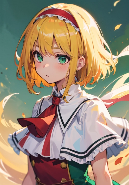 (masterpiece, highest quality, highres, intricate details, 1girl), slightly short blonde hair, curly blonde hair, green eyes, perfect body, japanese school uniform, sailor uniform, perfect face, cell shaded anime, artisitic, vibrant, aesthetic, professional anime art, doki doki literature club style, beautiful eyes, detailed eyes, cowboy shot