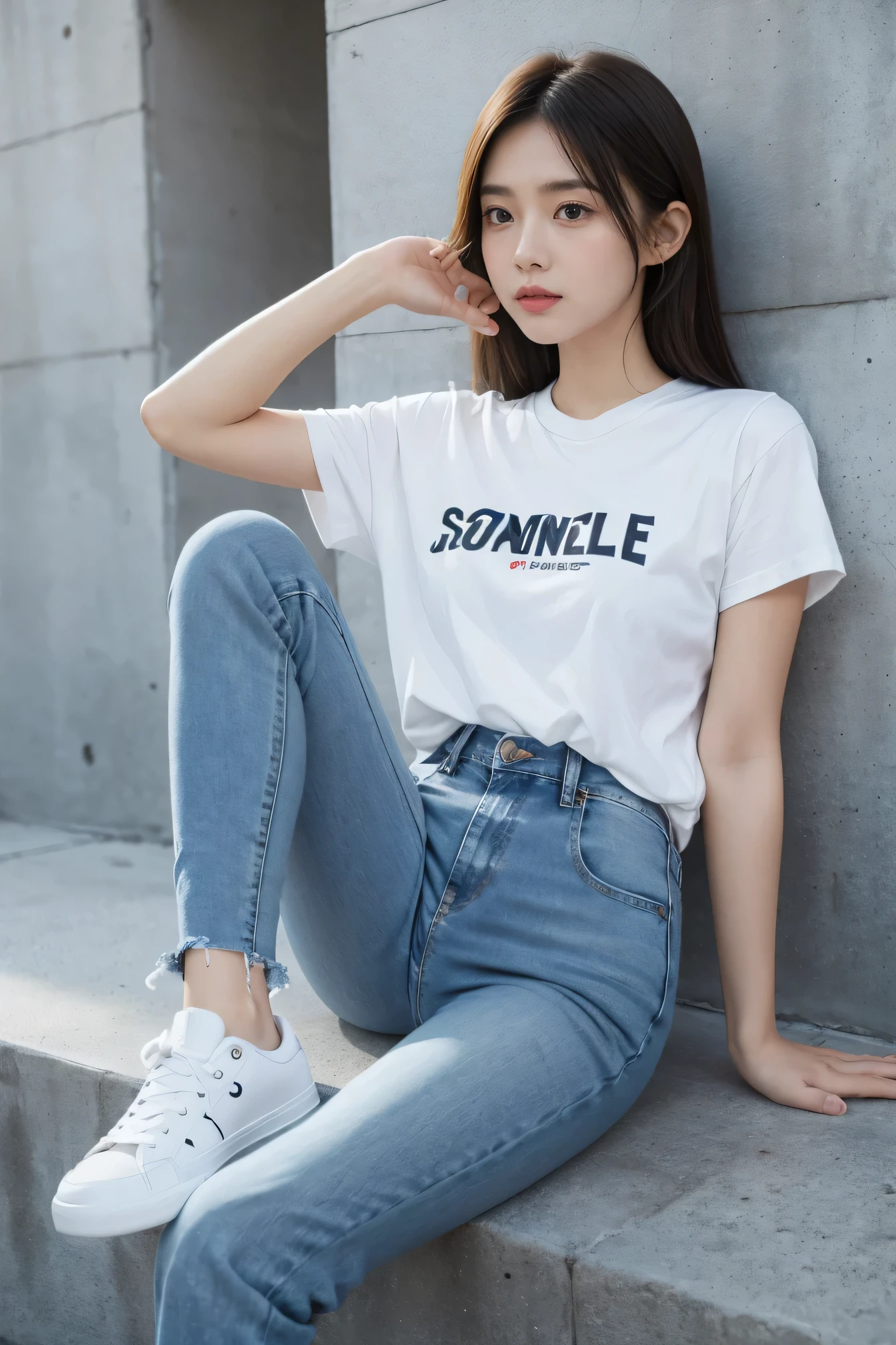 masutepiece, best_quality, 1girl in, Solo, Sleeping, Lying on the couch, In a white sweatshirt, Long jeans, sox. Red hair, Perfect face, 4K, nffsw, Full-HD, nffsw, Proper lighting, late afternoon,