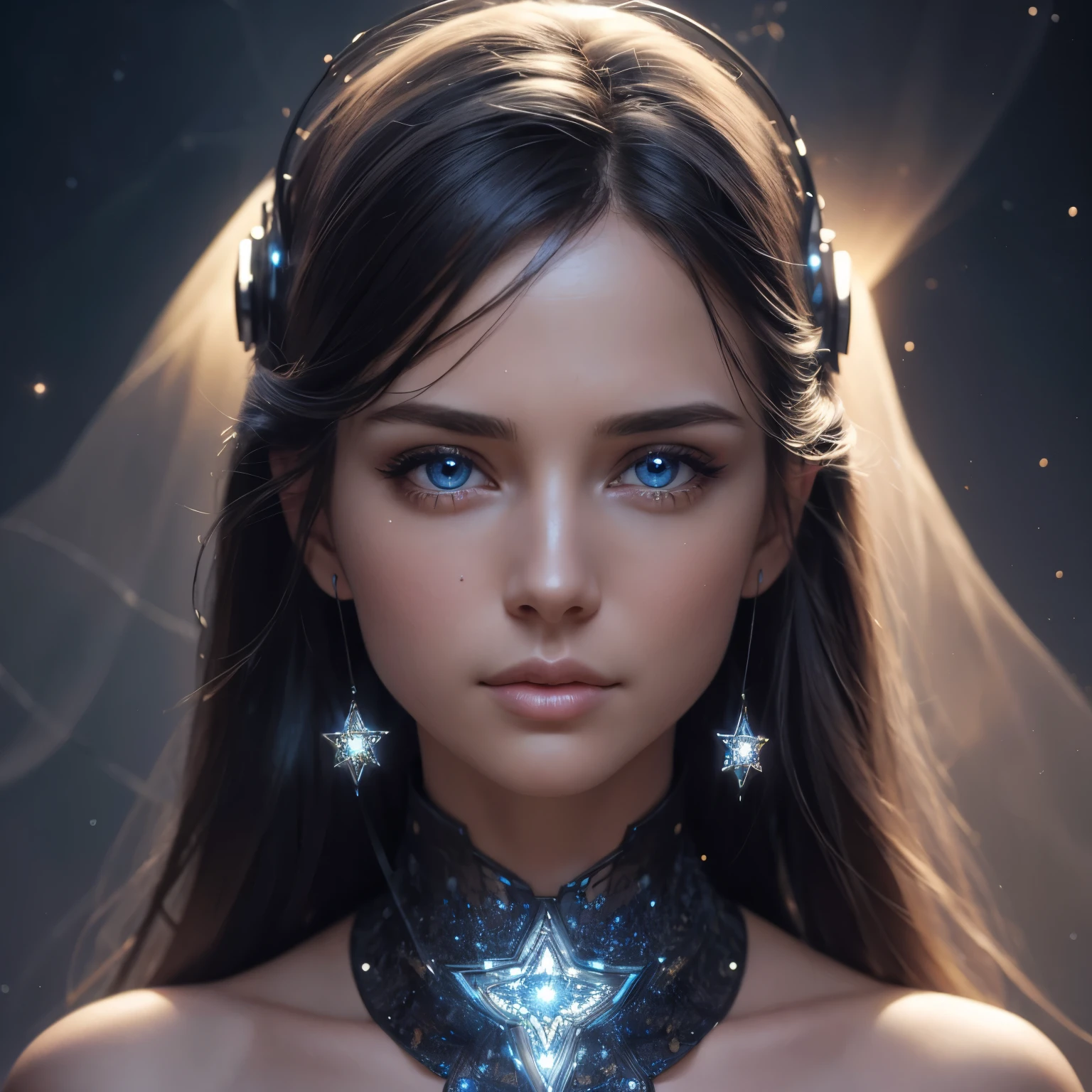 (best quality,4k,8k,highres,masterpiece:1.2),ultra-detailed,(realistic,photorealistic,photo-realistic:1.37),beautiful detailed eyes,beautiful detailed lips,extremely detailed eyes and face,longeyelashes,elegant woman holding a glowing star,fantasy,sci-fi,dramatic lighting,cinematic composition,intricate details,ethereal atmosphere,vibrant colors,stunning digital art