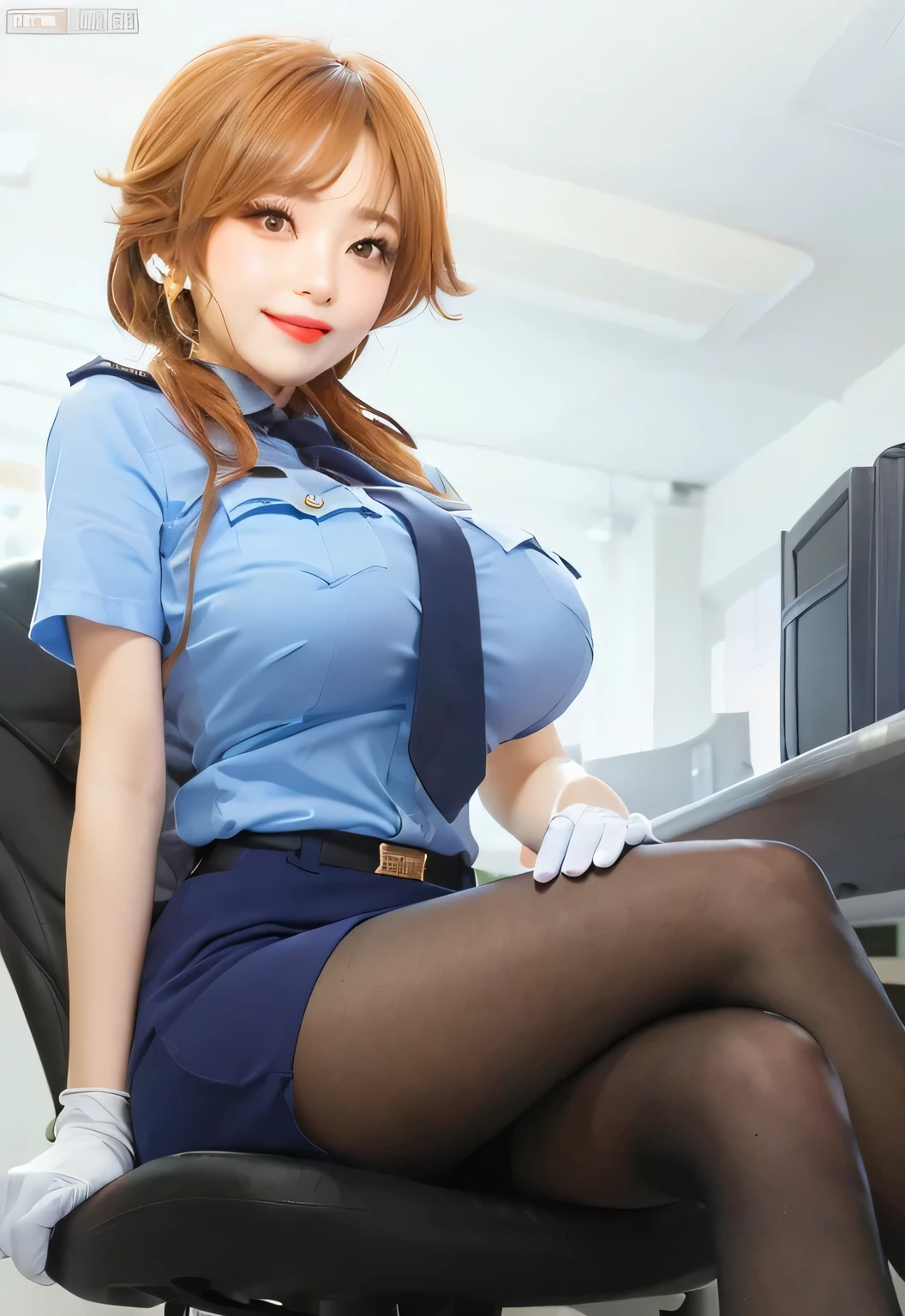 (RAW photo:1.2), ((photorealistic:1.4),(masterpiece:1.3),(best quality:1.4),ultra high res,(detailed facial features),(detailed body features),HDR,8k resolution, 1 girl, 1 man, blush, dark red hair, 8k, ultra high details, perfect nose, cinematic lighting, perfect body, police hat, police uniform, 1 man, fuck on bed, pussy, penis, perfect , open mouth,handcuffs, black stockings