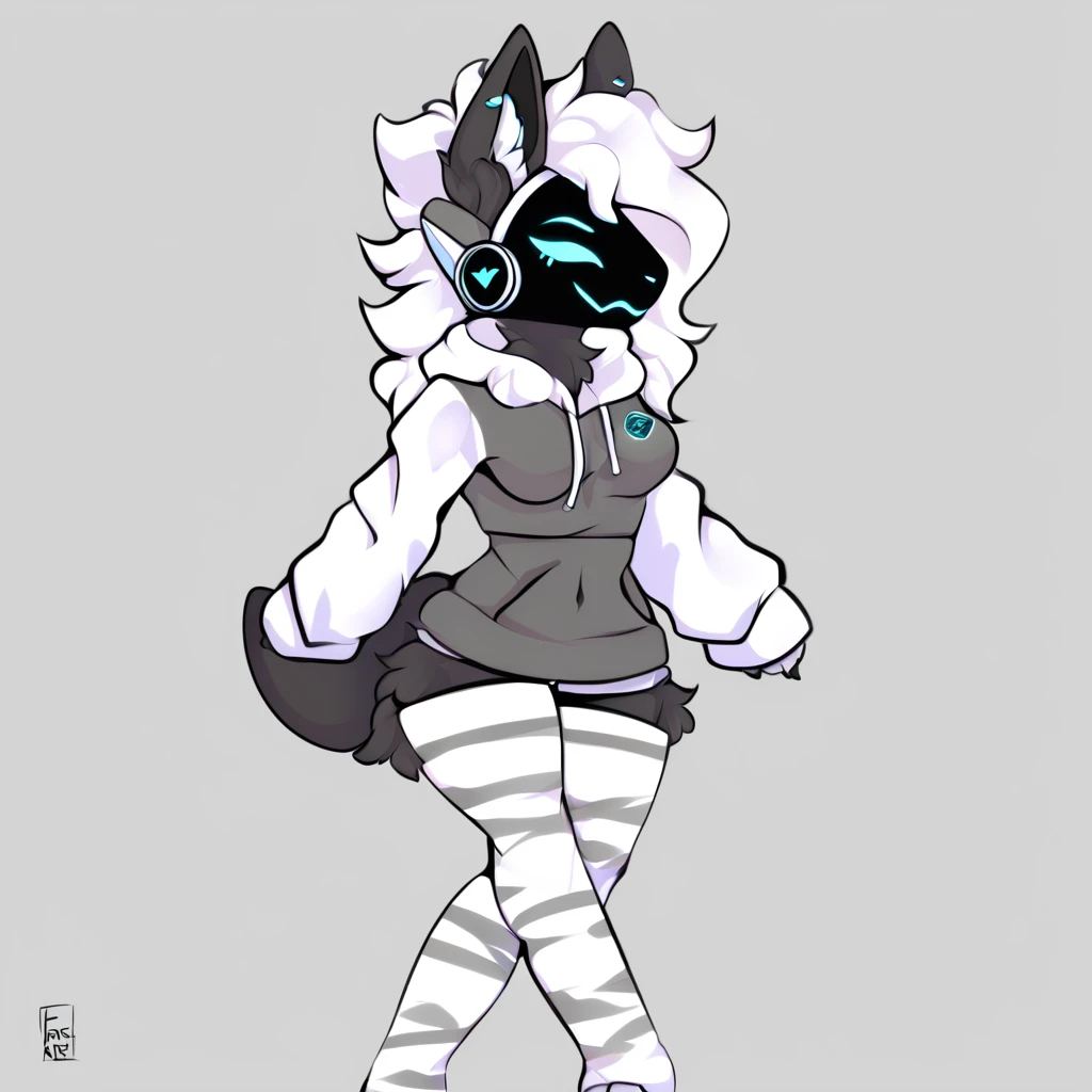 1girl, undersized hoodie, undersized shorts, any fur color and pattern, any eye color and pupils, massive breasts and hips and butt, cat, doing anything, any pose