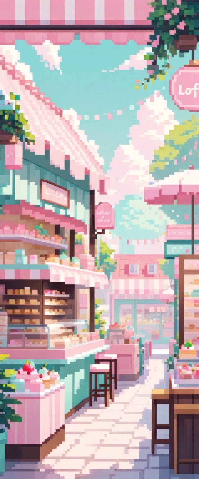 Lofi Cozy Dessert shop ,pastel ,minimal ,Cute ,Kawaii