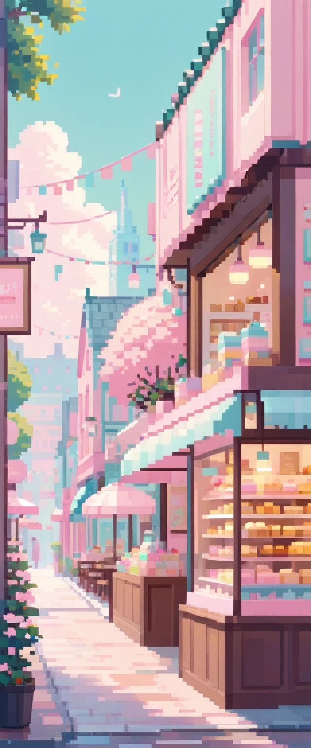 Lofi Cozy Dessert shop ,pastel ,minimal ,Cute ,Kawaii , city