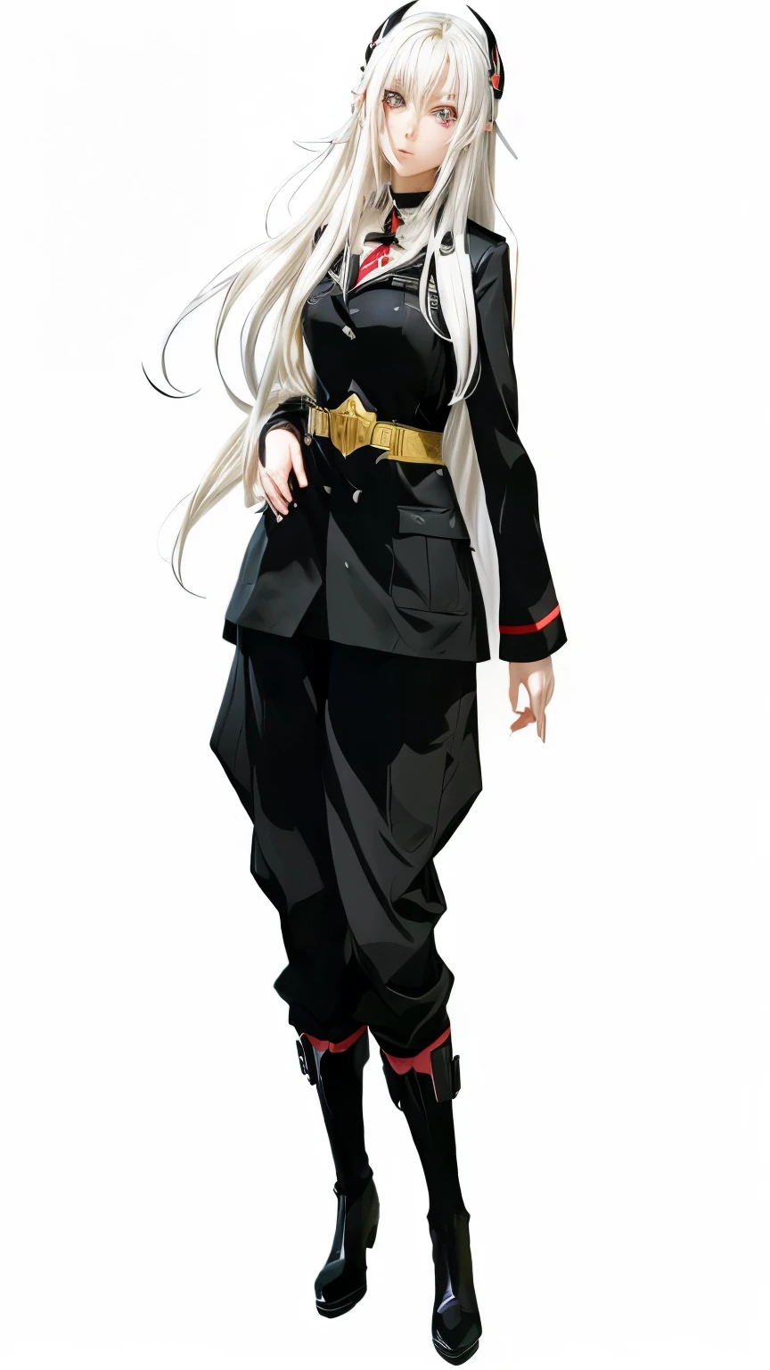 en, (bound with an excessive amount of ropes), (bound wirsts), (arms behind back), (tapegag, tape gag), dramatic, (looking at viewer), (detailed pupils:1.3) ,perfect famale body,The character has distinctive fin-like ears, suggesting a non-human or fantasy origin. She is dressed in a formal outfit consisting of a black blazer, a white shirt, a red tie, and a white skirt that flares out slightly at the bottom. She also wears black boots. The character's expression appears serious or stern, and she is standing