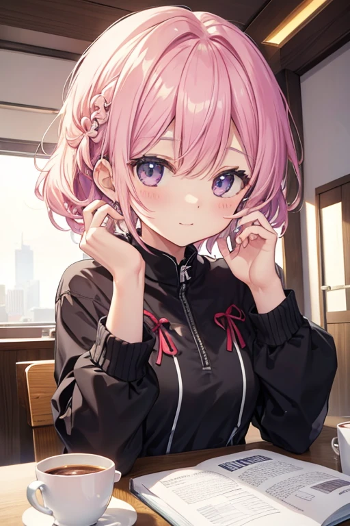 (Highest quality, 4K, 8k, High resolution, masterpiece:1.2), Very detailed, Picturesque, Animated Photography, Photo Animation:1.37)、A Japanese highschoolgirl、(Pink Hair)、(Pixie Cut)、Large Breasts、in a room、under wear、(under wear color:random)、black cheokr、Ecstasy face、trembling、Sweat、droping、pussy juice、Full body photography、selfie、Nakano ichika
