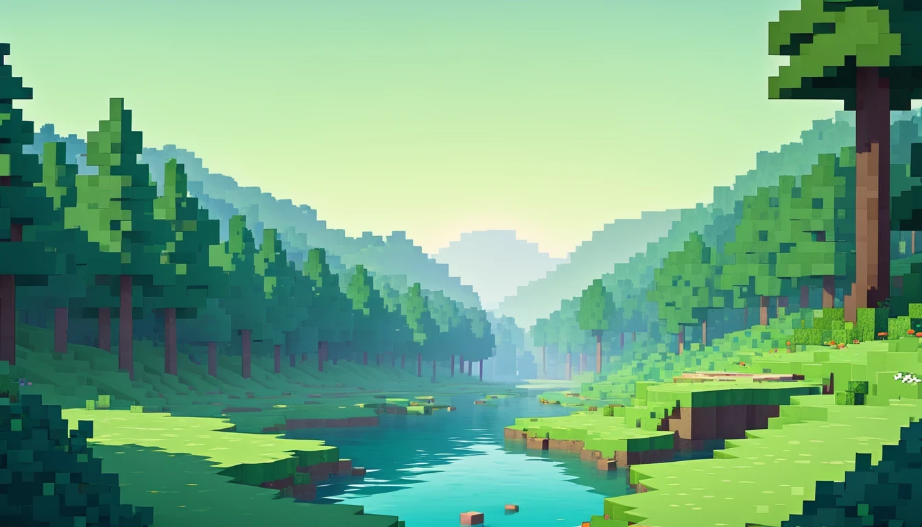 Minecraft , Lofi Cozy ,minimal , landscape , Forest